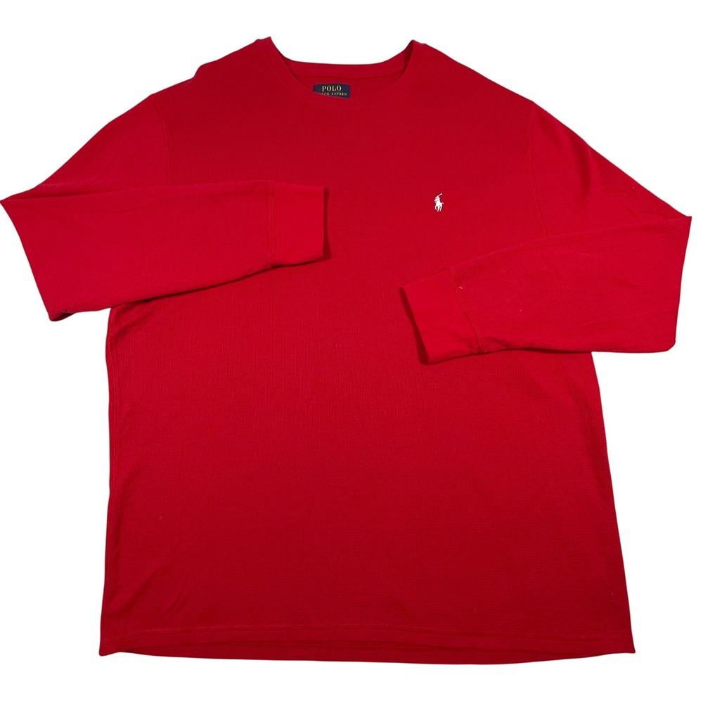 Polo Ralph Lauren Top Mens 2XL Red Sleepwear Waffle Knit Thermal Pony Logo